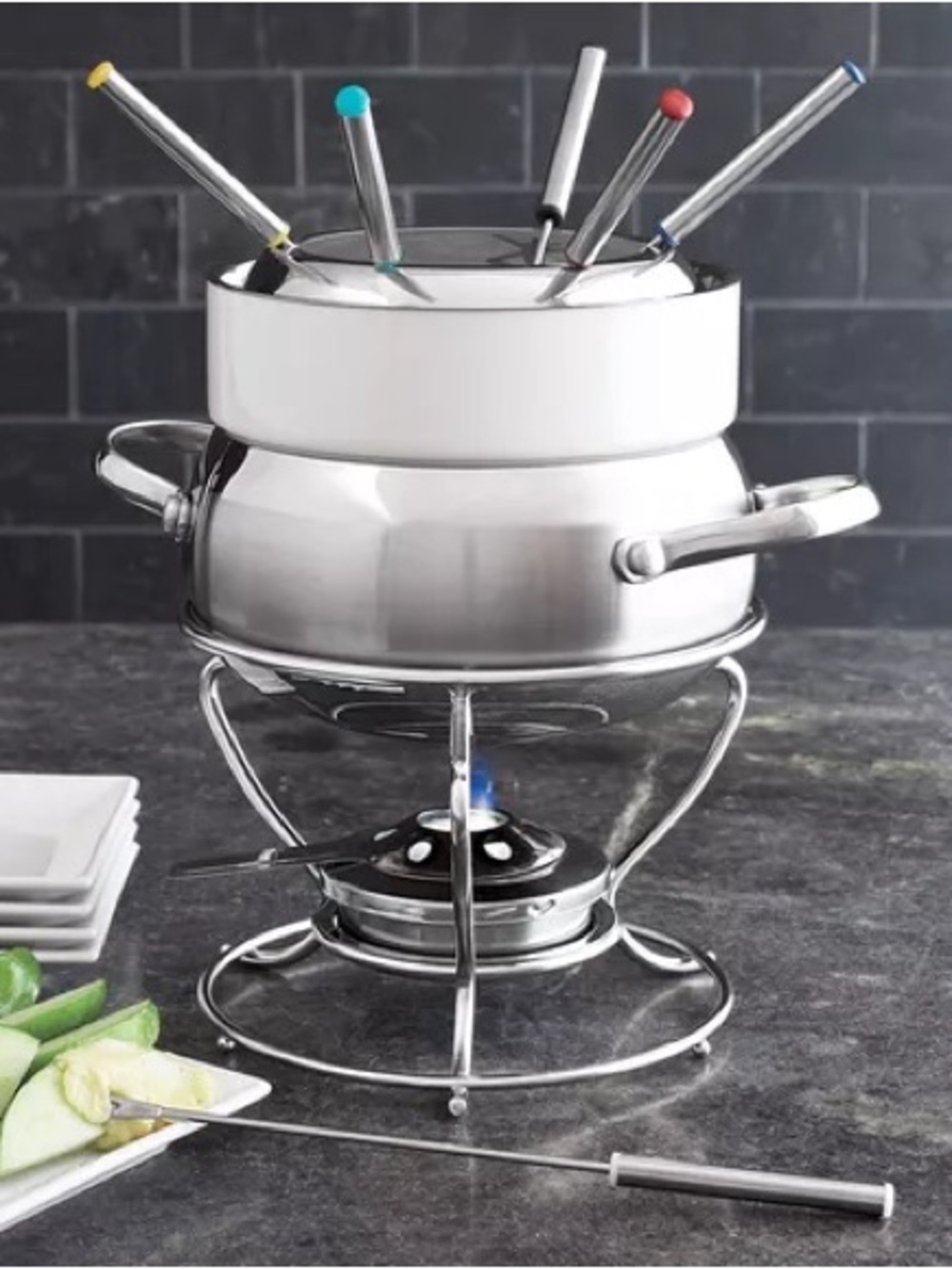 Sur La Table Stainless Steel Fondue Pot NEW